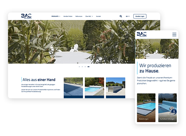 Desktop Ansicht – BAC Poolsystems Website-Relaunch durch nova GmbH