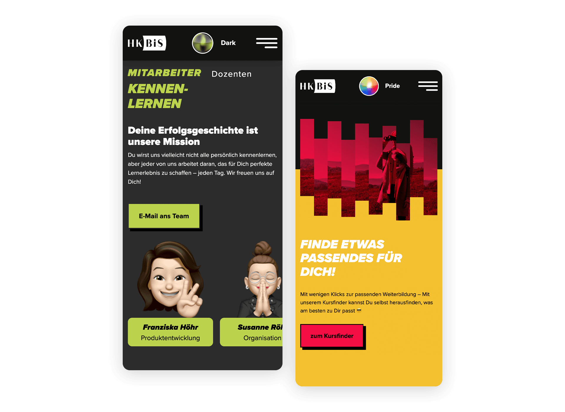 mobile Ansichten des Website-Relaunchs – responsives Design für HKBiS