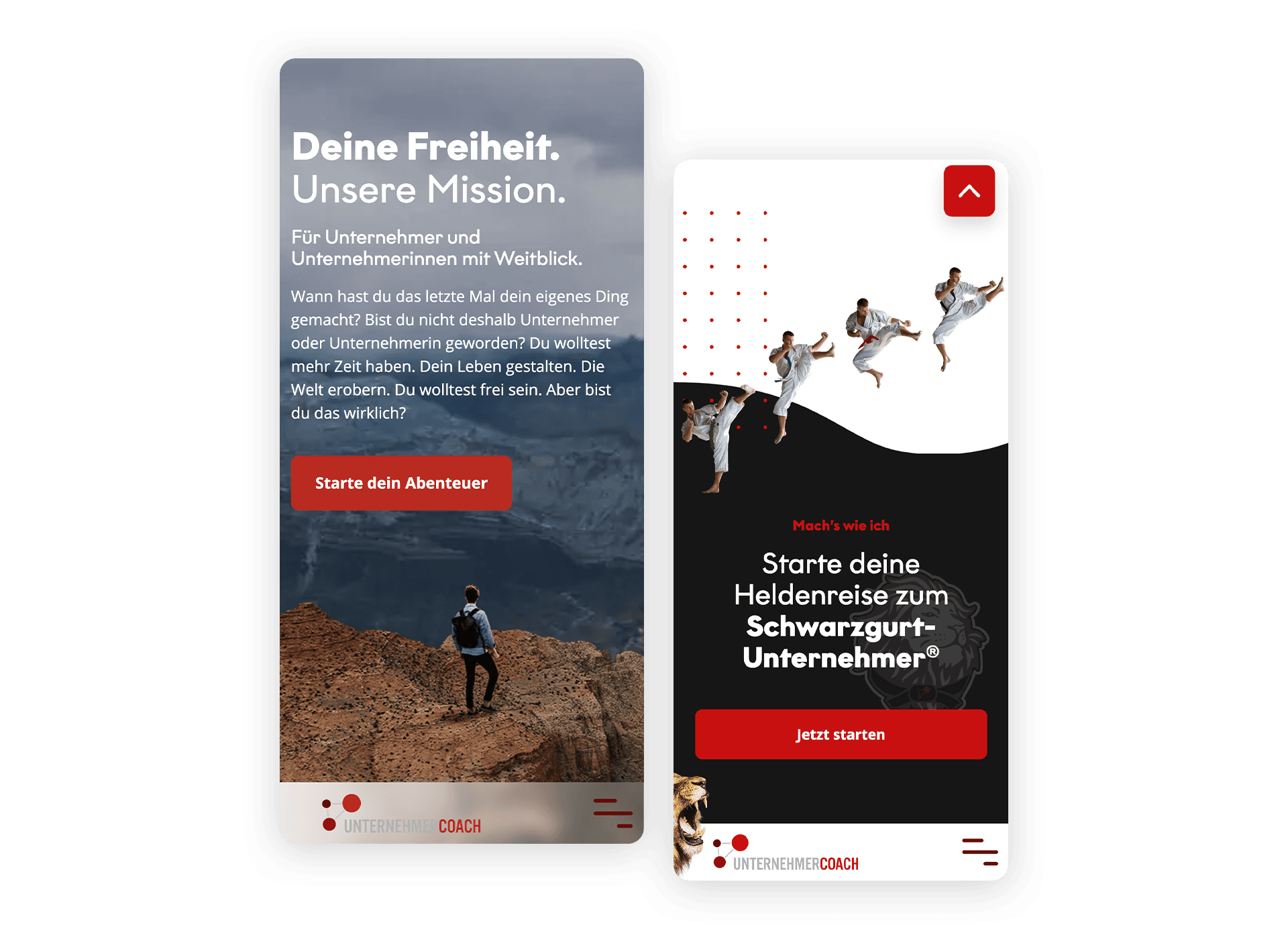 Mobile Ansicht des Website-Relaunchs von Unternehmercoach – responsives Design