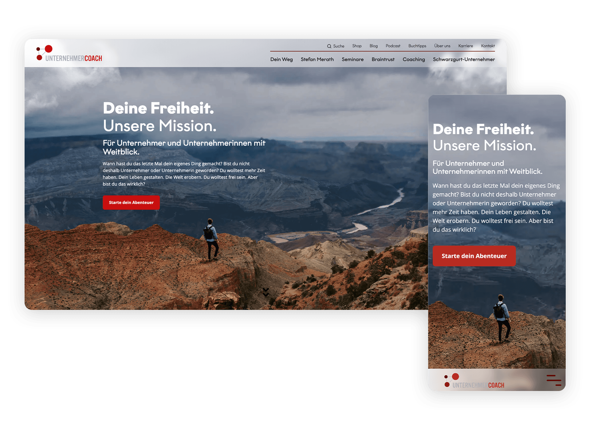 Mobile- und Desktop-Ansicht der neuen Homepage von Unternehmercoach